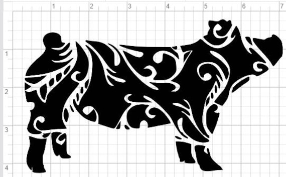 Download Fancy Pig Design SVG EPS DXF pdf Studio 3 Cut Files