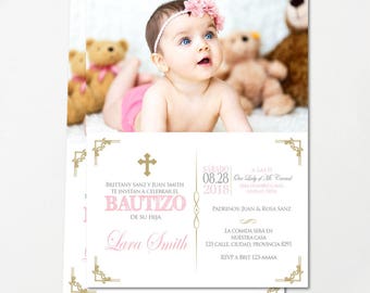 baptism invitation spanish, baptism invitation girl printable, baptism invitations in spanish, download, digital, photo, bautizo BFC02