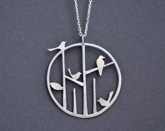 Edge of the woods birdy necklace