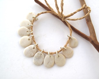 River Stone Charms Top Drilled Rock Beads Mediterranean Beach Stone Beads Diy Jewelry Natural Stone Pairs SMALL IVORY MIX 14-16 mm