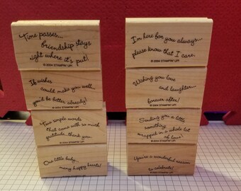 Stampin' Up! Curvy Verses - Retired! Wood Mounted Stamp Set! Used and in Good Condition! Card Creation, Scrapbook, Tags, Kids, Adults!