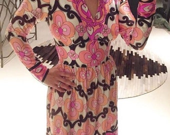 Vintage i.Magnin Psychedelic Dress