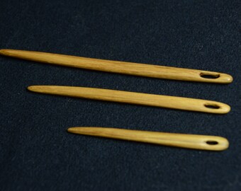 Oak wood nalbinding needles / Handcarved wooden naalbinding needle / Set of 3 nalbinding needles / Wooden needles / Nålebinding / Medieval