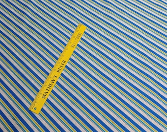 Blue and Green Striped Cotton Fabric
