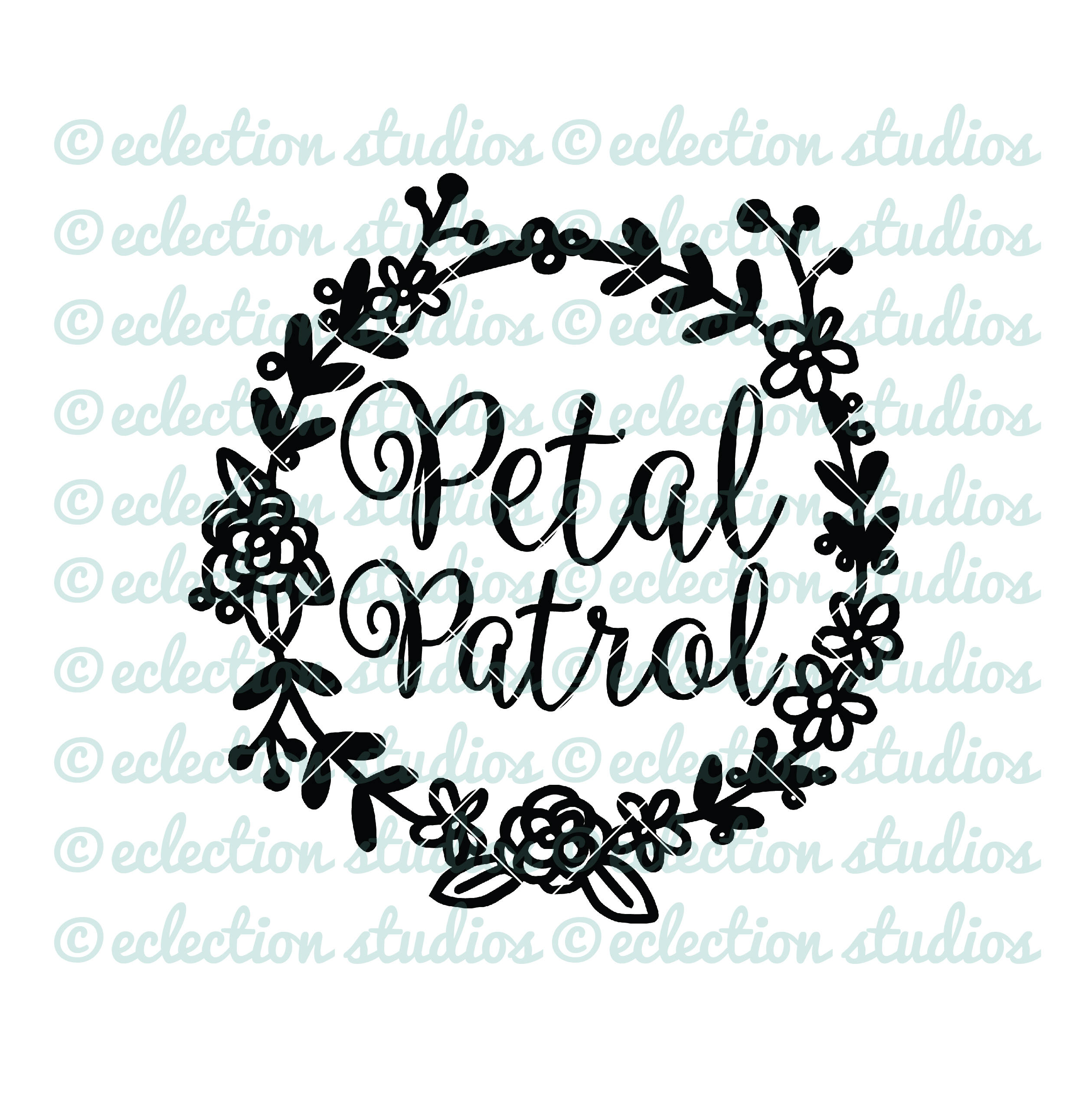 Download Petal Patrol SVG DXF eps jpg png files with wreath design