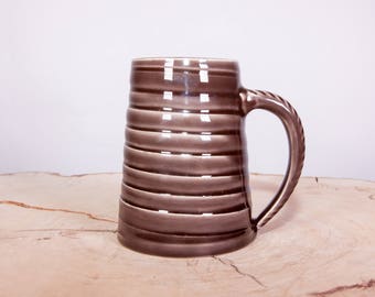 Spiral Pottery Coffee Mug, Textured Handmade Pottery Mug