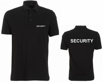 Security Front & Back Printed Black Polo Shirt