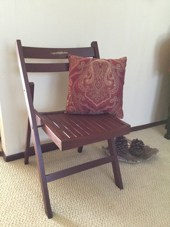 vintage 1950 s wood folding deck kitchen chair chocolate