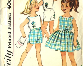 UNCUT Girl's Top, Shorts and Full Skirt Size 6 Simplicity 3496