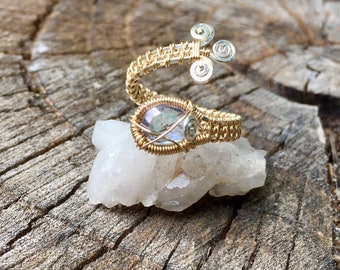 Iolite 14ct. Goldfill and Sterling Silver Wrap Ring