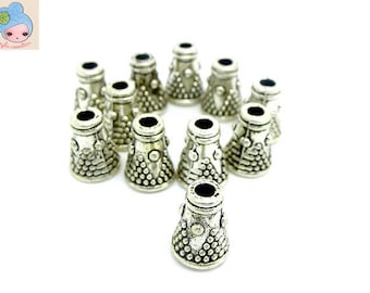 10 silver Cone bead caps 7mm Tibetan: Cape 0020