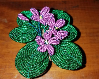 Miniature African violets French Beaded Flowers From April's Garden