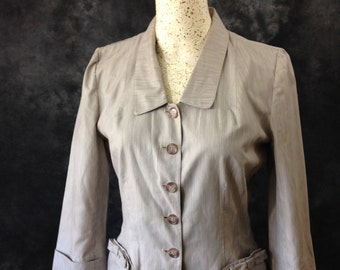 Vintage 1950's Charles F Berg brown and white micro stripe cotton summer jacket