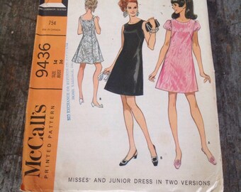 Vintage McCall's Sewing Pattern 9436 Size 14 Bust 36 Dress