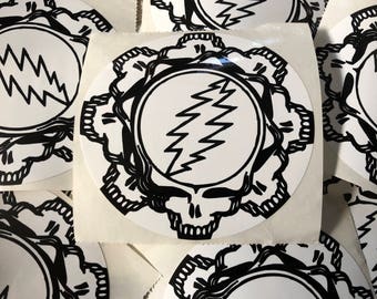 Grateful Dead Sticker-Stealie Mandala-4"