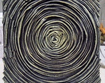 Black and Yellow Hypnotic Canvas | Original Artwork | Mixed Media | Powertex