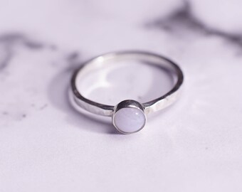 Blue Lace Agate Silver Satellite Ring