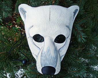 MADE TO ORDER Polar Bear Leather Mask... masquerade costume mardi gras halloween burning man