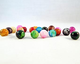 PDL99 - Set of 10 beads patterned painted 8 mm in diameter