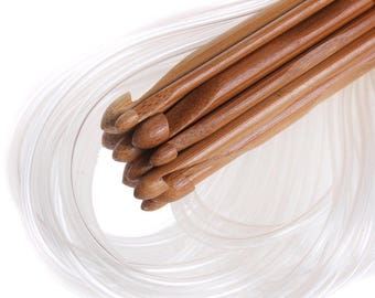 Afghan Tunisian Crochet Hooks Carbonized Bamboo Weave Needles 12 sizes 3 to 10 mm