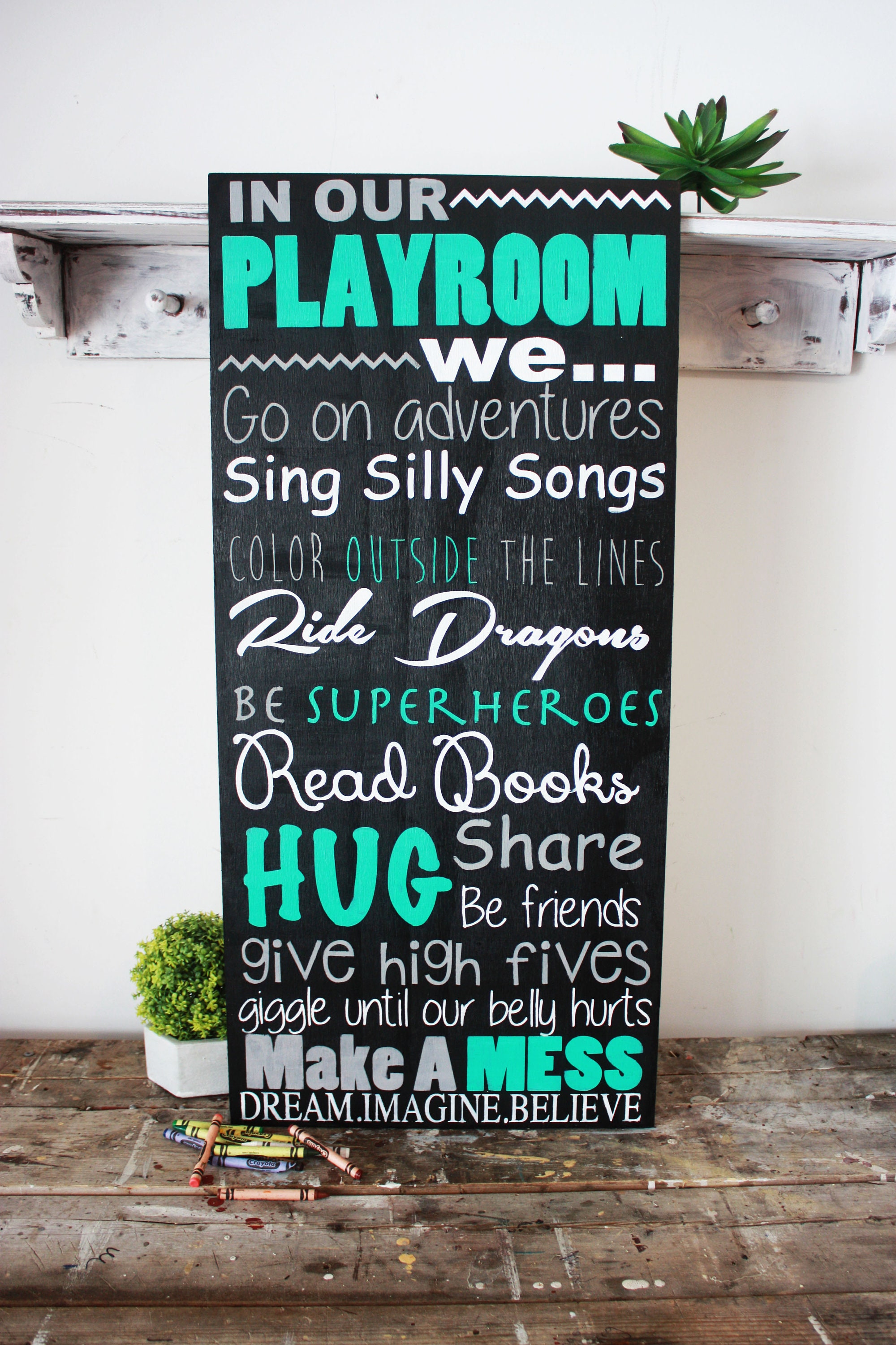 Playroom rules sign Wood Sign toy room decor day care wall