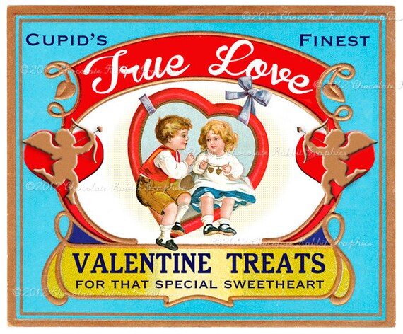Valentine Candy Treat Vintage Label Digital Download Printable