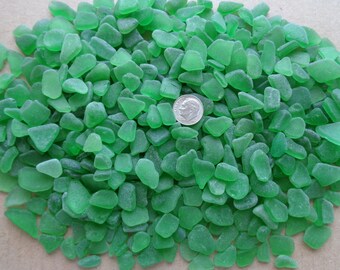 Genuine Pure Beach Sea Glass Surf Tumbled Emerald Green Kelly Seaglass Natural 40 pieces Each Lot small