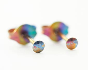 1 pair 2mm Anodized Niobium Post Earrings