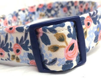 Rifle Paper Co. Dog Collar Les Fleurs Fabric Wedding Blue Flowers