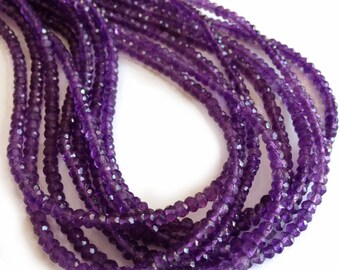 Amethyst faceted rondelles. Approx. 4 mm. Select a strand length.