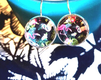 Flamingo cabochon earrings- 16mm