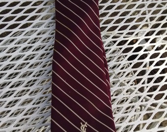 Yves Staint Laurent Burgundy Striped Tie