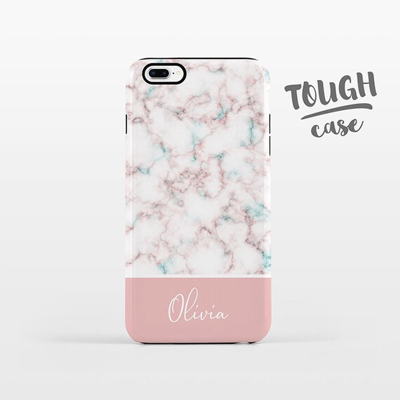 Marble NAME Custom Phone Case Personalized iPhone X Case iPhone 8 Case iPhone 7 Plus Case iPhone 6 Plus iPhone 6S Pink iPhone Case TOUGH
