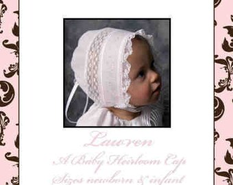 Rufflebunnies by Sara Norris ltd epattern "Lauren" heirloom bonnet