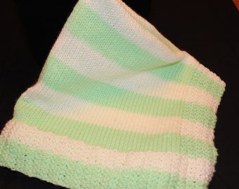 Baby Afghan - Coverlet - Baby Blanket, Hand Knit Baby Afghan, Knit Baby Afghan - Knit Coverlet