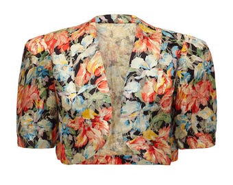 1930s Floral Lame Jacket Size 12
