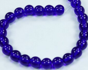 25 Czech Glass Round Druk Beads Cobalt 8mm