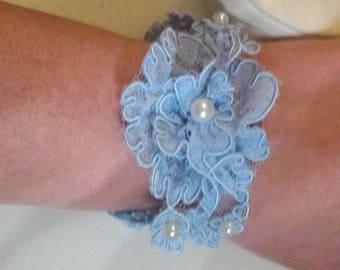 Blue lace wedding bracelet for the bride
