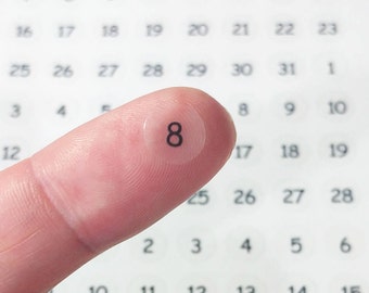 124 pcs Round Number Sticker. month sticker, number label, round number sticker, transparent sticker, clear sticker (T006)