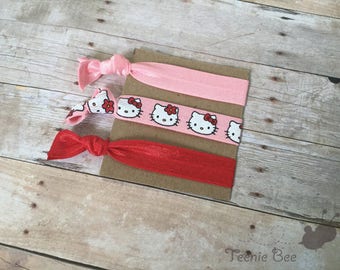 Hello Kitty Hair Ties - Hello Kitty Party - Hello Kitty Hair - Hello Kitty Birthday Party - Hello Kitty Party Favors - Hair Tie Set of 3