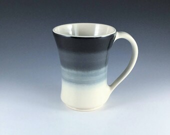 MADE-TO-ORDER Black and White Mug, Handmade Ceramic Mug, Ceramic Coffee Mug, Ombré Pottery Mug, Ceramic Coffee Cup, Wheel Thrown Pottery Mug