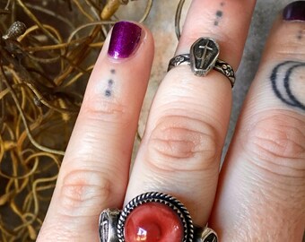 Black No. 1 Ring - Coffin Sterling Silver Midi Ring - YOUR SIZE - Handcrafted - Halloween - Band - Both - Witchy - Boho - Bohemian