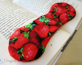 Strawberry Book Weight- photorealistic reading aid, red weighted bookmark page holder, Valentine's Day gift, berry fruit, to hold book open