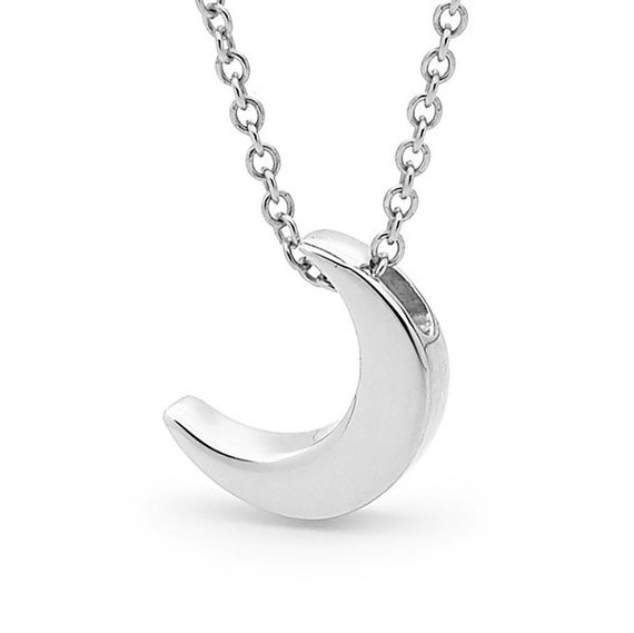 White Gold Crescent Baby Moon Necklace Small