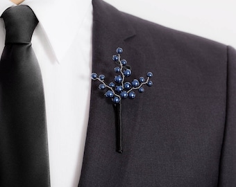Limited Edition Pearlescent Blue Boutonniere - Blue - Boutonniere - Mens Boutonniere