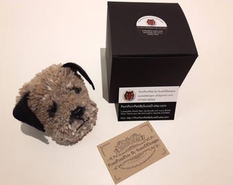Border Terrier Dog Handmade with British Wool Pom Pom Pets by SusieDDesigns Collectable Animal Gifts