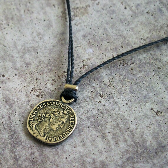 Mens Coin Necklace Mens Black Necklace Coin Necklace