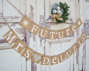 Wedding banner Winter wedding Future Mrs wedding banners Custom soon to be bride to be bachelorette bridal shower decorations weddings