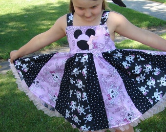 custom boutique disney minnie mouse inspired pirate punk twirl dress