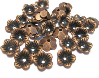 20pcs Antique Copper Flower Bead caps 10x3mm